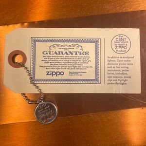 Zippo / Case “ The Cent Never Spent” Guarantee Tag